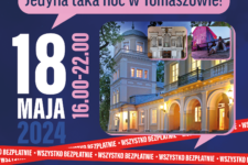 Plakat informujący o Nocy Muzeów 2024 w Tomaszowie Mazowieckim.
